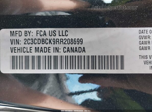 2C3CDBCK9RR208699 2024 DODGE CHARGER Черный Вид подкапотного пространства