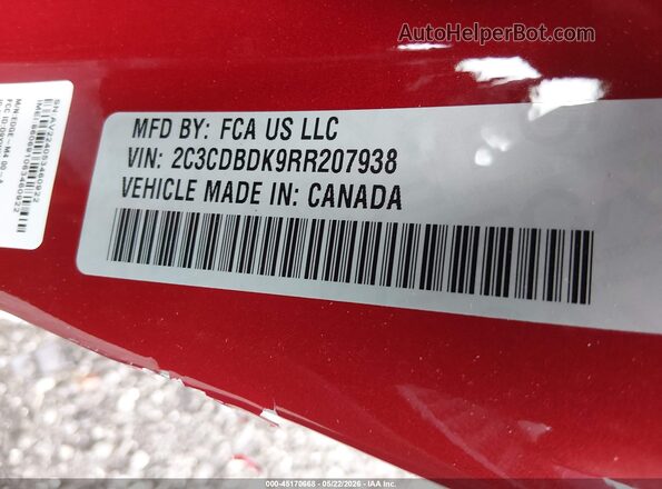 2C3CDBDK9RR207938 2024 DODGE CHARGER Красный Вид подкапотного пространства