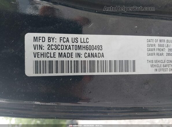 2C3CDXAT0MH600493 2021 DODGE CHARGER Black Vista del compartimento del motor
