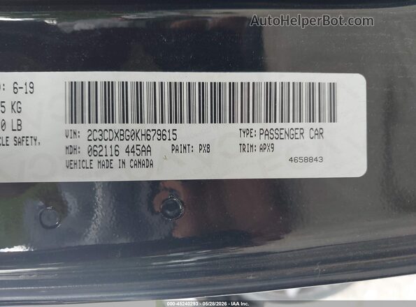 2C3CDXBG0KH679615 2019 DODGE CHARGER Black 