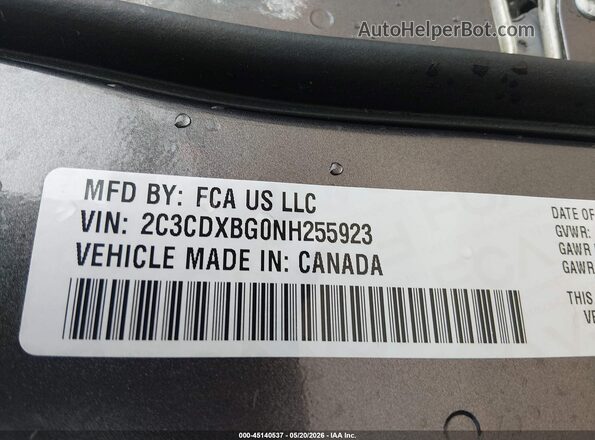 2C3CDXBG0NH255923 2022 DODGE CHARGER Серый Вид подкапотного пространства