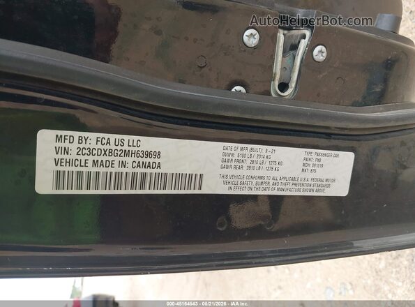 2C3CDXBG2MH639698 2021 DODGE CHARGER Black ძრავის განყოფილების ხედი