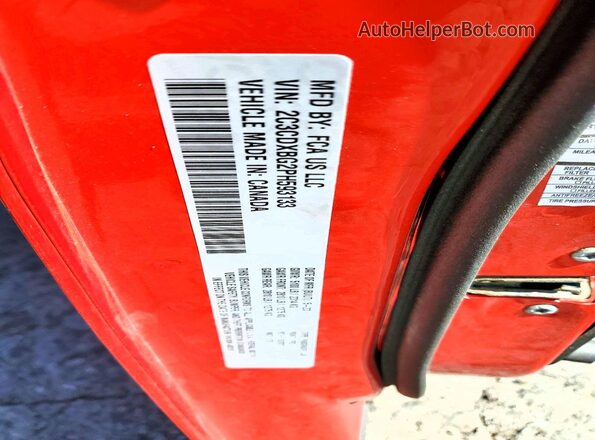 2C3CDXBG2PH593133 2023 DODGE CHARGER Красный Вид наклейки с VIN-кодом