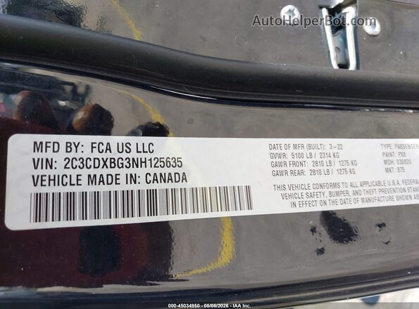 2C3CDXBG3NH125635 2022 DODGE CHARGER Черный Вид подкапотного пространства