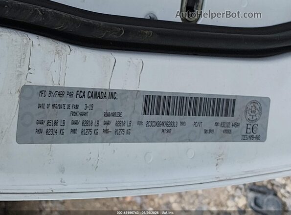 2C3CDXBG4KH628313 2019 DODGE CHARGER White Engine compartment view