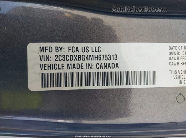 2C3CDXBG4MH675313 2021 DODGE CHARGER Gray Շարժիչի բաժամունքի տեսք