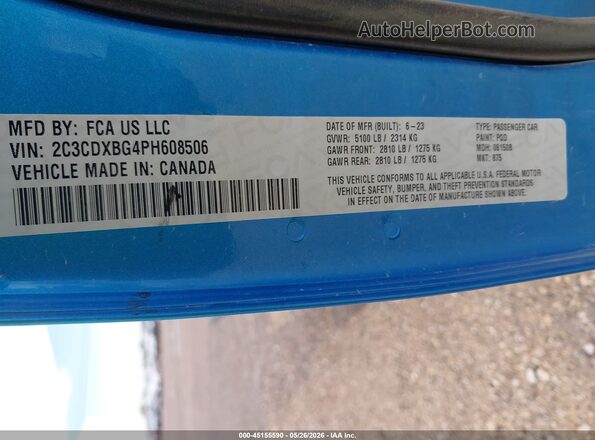 2C3CDXBG4PH608506 2023 DODGE CHARGER Blue ძრავის განყოფილების ხედი