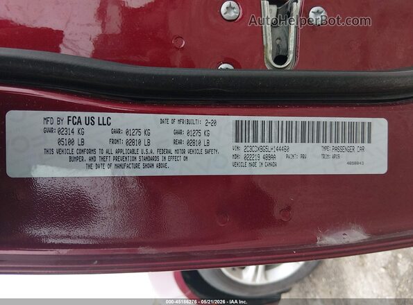 2C3CDXBG5LH144460 2020 DODGE CHARGER Maroon 