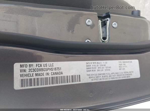 2C3CDXBG5PH518751 2023 DODGE CHARGER Gray Vista del compartimento del motor
