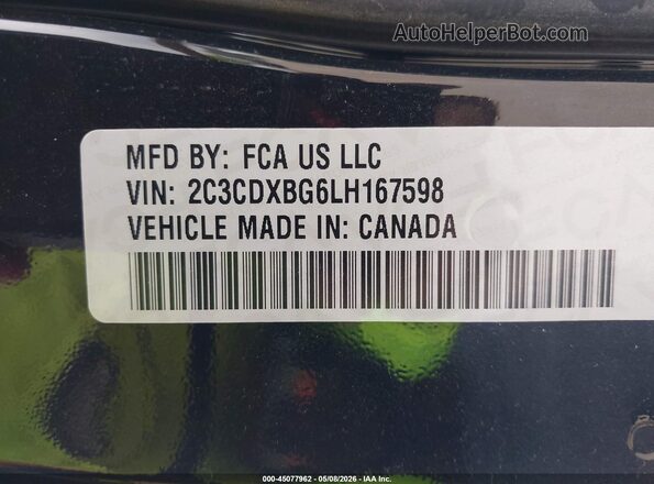 2C3CDXBG6LH167598 2020 DODGE CHARGER Black Engine compartment view
