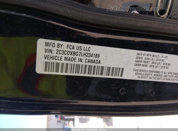 2C3CDXBG7LH234189 2020 DODGE CHARGER Black Вид підкапотного простору