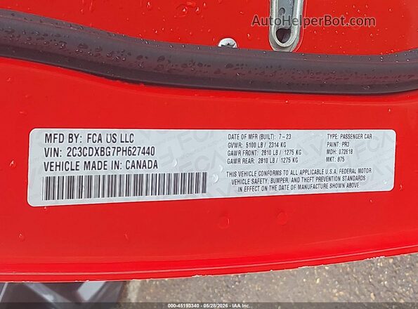 2C3CDXBG7PH627440 2023 DODGE CHARGER Красный Вид подкапотного пространства