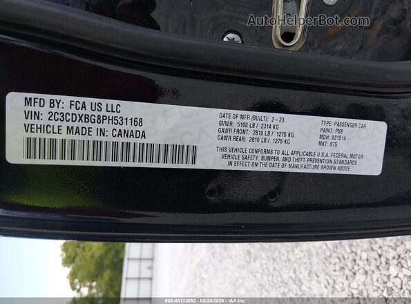 2C3CDXBG8PH531168 2023 DODGE CHARGER Black 