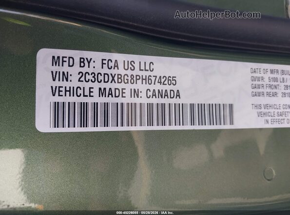 2C3CDXBG8PH674265 2023 DODGE CHARGER Green Widok komory silnika