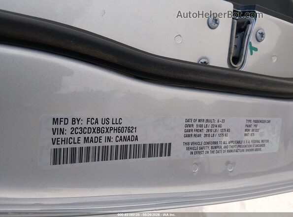 2C3CDXBGXPH607621 2023 DODGE CHARGER Silver 