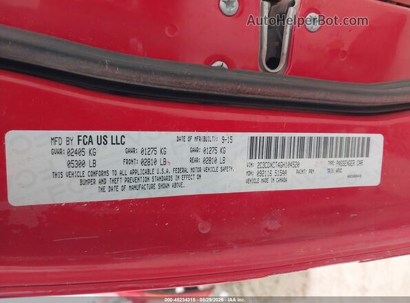 2C3CDXCT4GH104520 2016 DODGE CHARGER Red Вид підкапотного простору