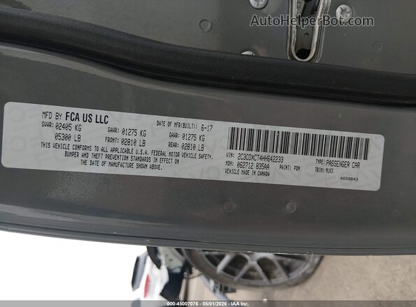 2C3CDXCT4HH642233 2017 DODGE CHARGER Gray Engine compartment view