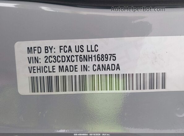 2C3CDXCT6NH168975 2022 DODGE CHARGER Серый Вид подкапотного пространства