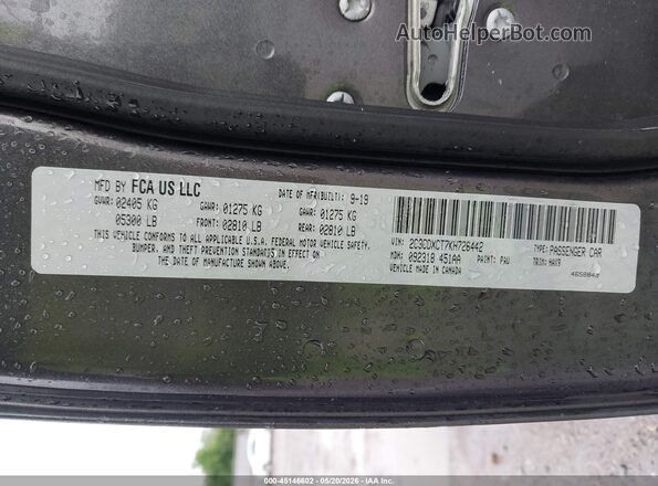 2C3CDXCT7KH726442 2019 DODGE CHARGER Gray Widok komory silnika