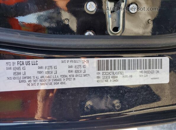 2C3CDXCT8LH107821 2020 DODGE CHARGER Black Vista de la etiqueta del VIN