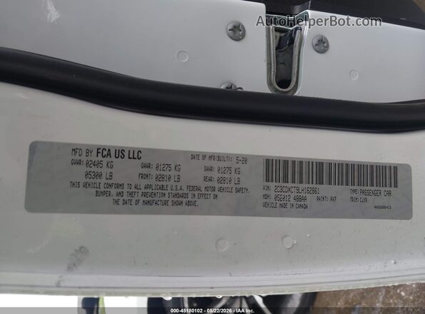 2C3CDXCT9LH162861 2020 DODGE CHARGER White Vista del compartimento del motor