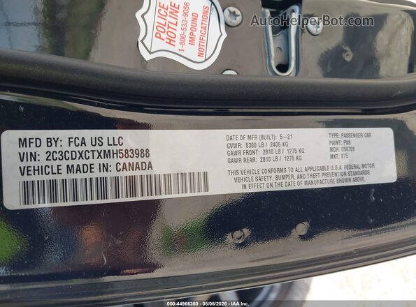 2C3CDXCTXMH583988 2021 DODGE CHARGER Black Vista del compartimento del motor