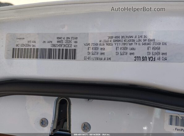 2C3CDXEJ6GH129821 2016 DODGE CHARGER White Engine compartment view
