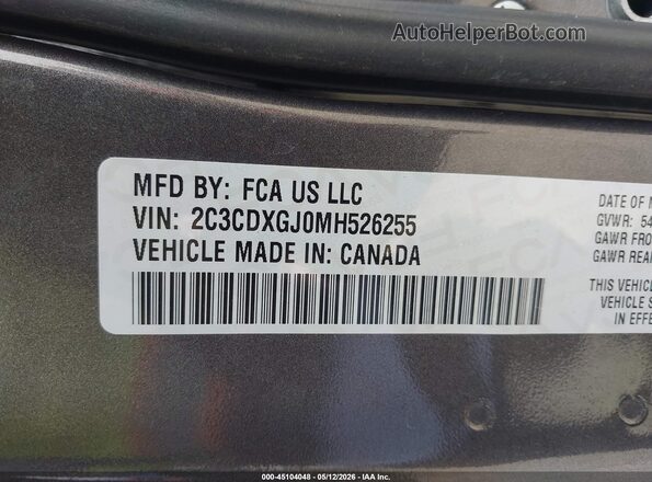 2C3CDXGJ0MH526255 2021 DODGE CHARGER Gray Շարժիչի բաժամունքի տեսք
