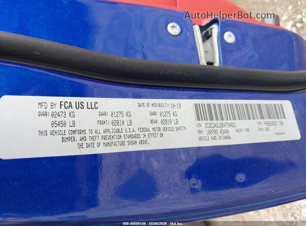 2C3CDXGJ2KH734621 2019 DODGE CHARGER Blue Вид підкапотного простору
