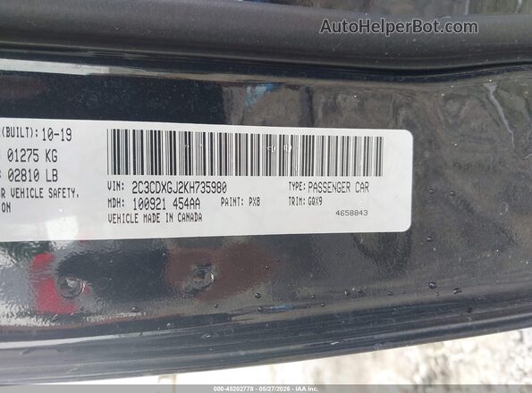 2C3CDXGJ2KH735980 2019 DODGE CHARGER Black Շարժիչի բաժամունքի տեսք