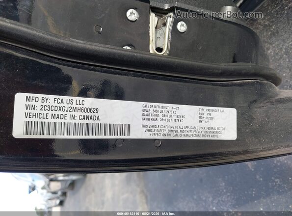 2C3CDXGJ2MH600629 2021 DODGE CHARGER Black Вид підкапотного простору