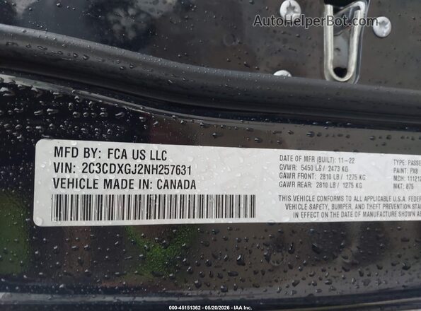 2C3CDXGJ2NH257631 2022 DODGE CHARGER Black Շարժիչի բաժամունքի տեսք