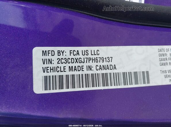 2C3CDXGJ7PH679137 2023 DODGE CHARGER Фиолетовый Вид подкапотного пространства