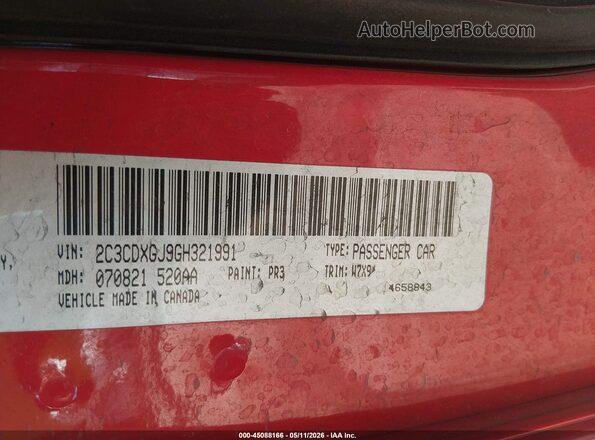 2C3CDXGJ9GH321991 2016 DODGE CHARGER Red Widok komory silnika