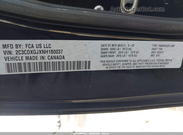 2C3CDXGJXNH180037 2022 DODGE CHARGER Black 