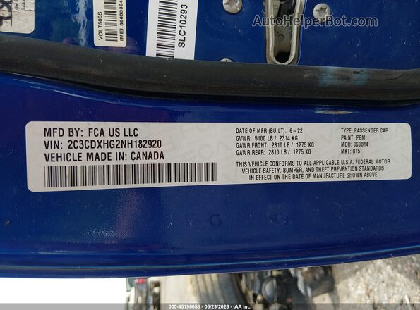 2C3CDXHG2NH182920 2022 DODGE CHARGER Blue Widok komory silnika