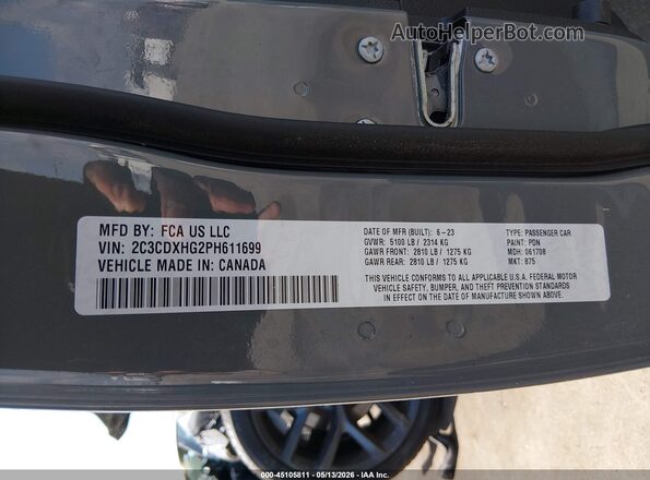 2C3CDXHG2PH611699 2023 DODGE CHARGER Gray Widok komory silnika