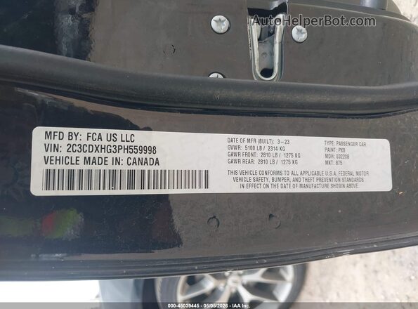 2C3CDXHG3PH559998 2023 DODGE CHARGER Black ძრავის განყოფილების ხედი