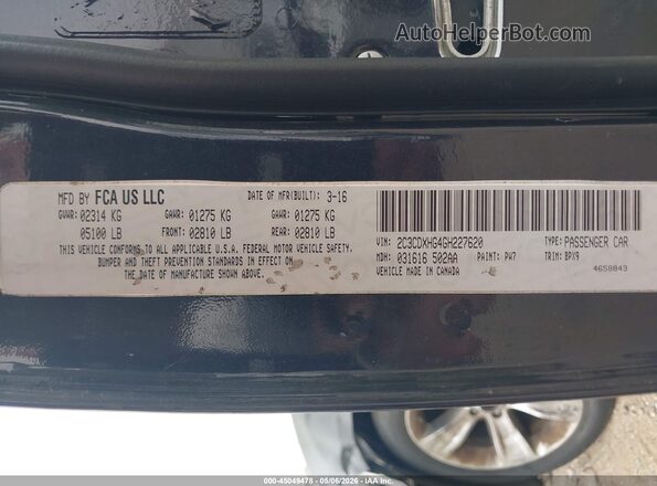 2C3CDXHG4GH227620 2016 DODGE CHARGER Black ძრავის განყოფილების ხედი