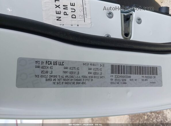 2C3CDXHG4GH335008 2016 DODGE CHARGER White Vista del compartimento del motor