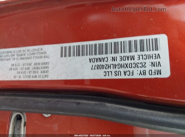 2C3CDXHG4LH240877 2020 DODGE CHARGER Orange ძრავის განყოფილების ხედი