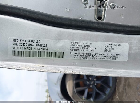 2C3CDXHG7PH612072 2023 DODGE CHARGER Silver ძრავის განყოფილების ხედი