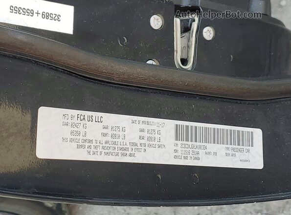 2C3CDXJG0JH181334 2018 DODGE CHARGER Black Vista de la etiqueta del VIN