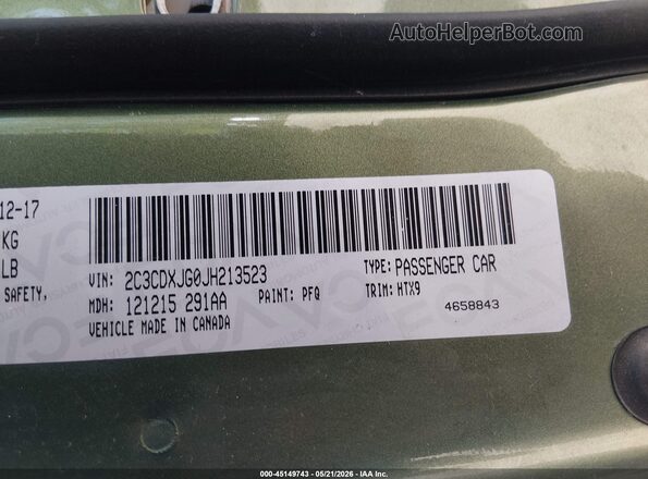 2C3CDXJG0JH213523 2018 DODGE CHARGER Green 