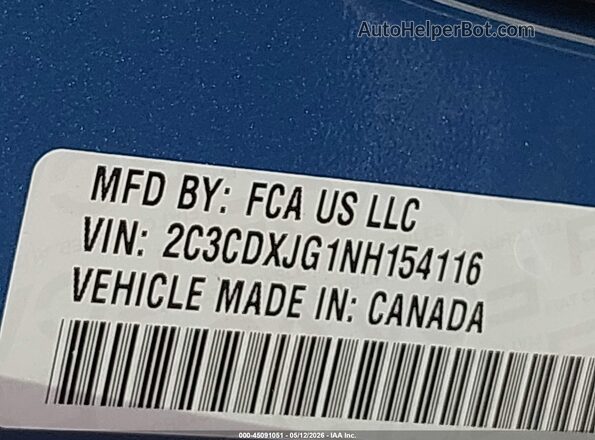 2C3CDXJG1NH154116 2022 DODGE CHARGER Blue Вид підкапотного простору