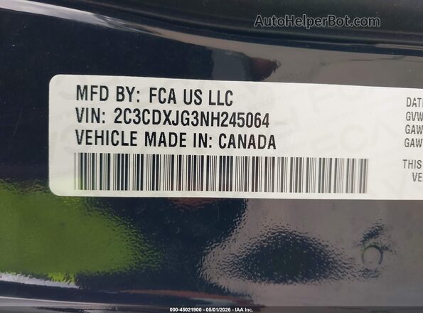 2C3CDXJG3NH245064 2022 DODGE CHARGER Black Engine compartment view