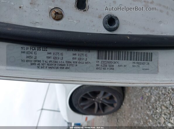 2C3CDZAG0GH184741 2016 DODGE CHALLENGER White 