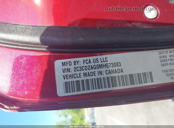 2C3CDZAG0MH573083 2021 DODGE CHALLENGER Red Vista del compartimento del motor