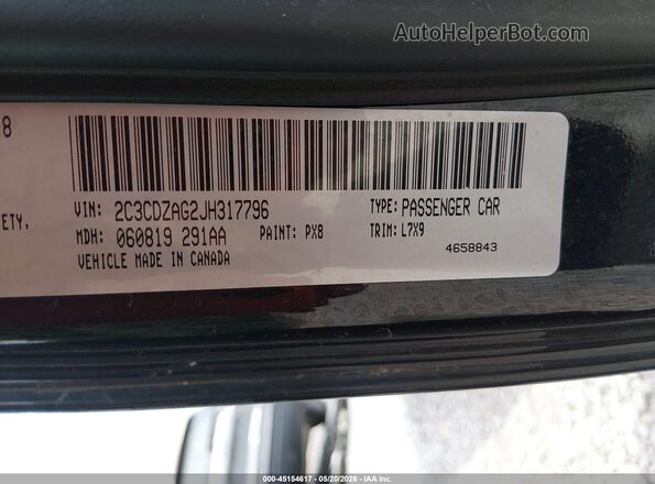 2C3CDZAG2JH317796 2018 DODGE CHALLENGER Black ძრავის განყოფილების ხედი