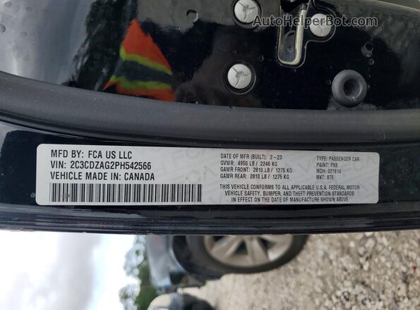 2C3CDZAG2PH542566 2023 DODGE CHALLENGER Black Vista de la etiqueta del VIN